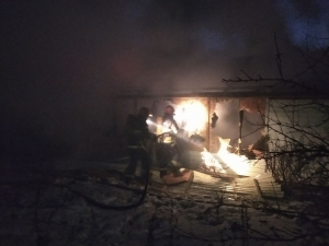 Пожар надворных пастроек в городе Лепеле